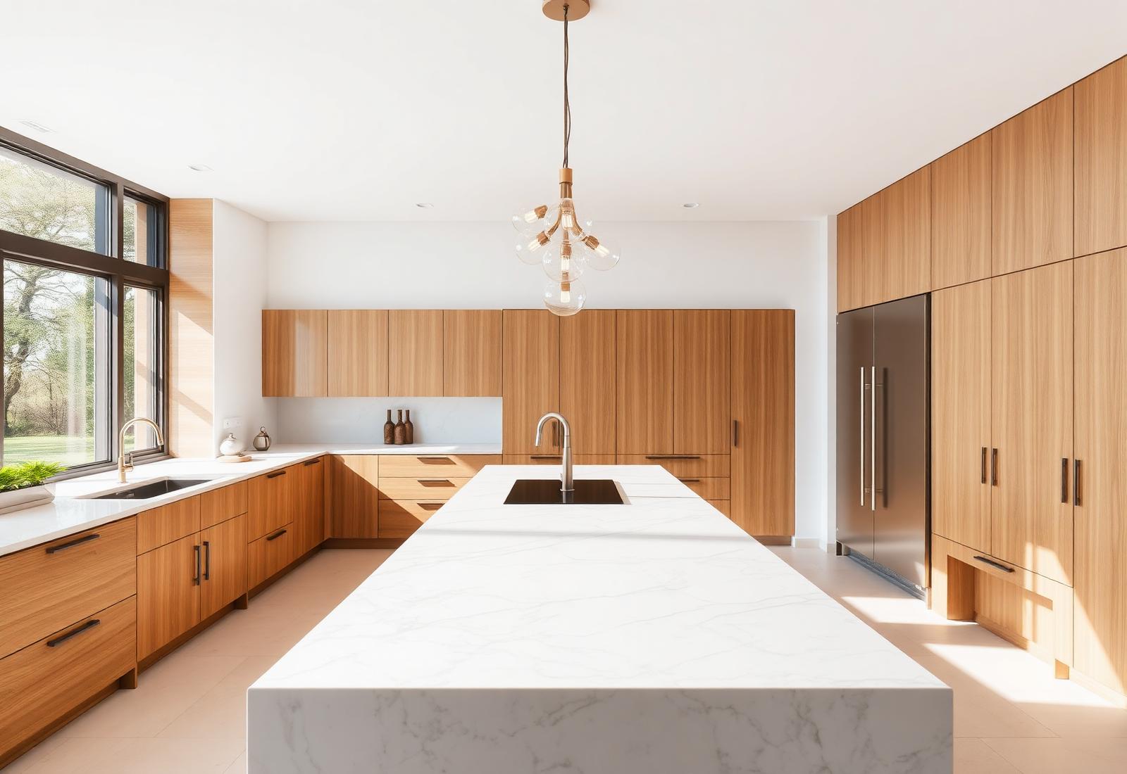 Modern kitchen with marble countertop